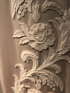 A closeup image of a Curtain Border applique detail Curtain Border detailed closeup image